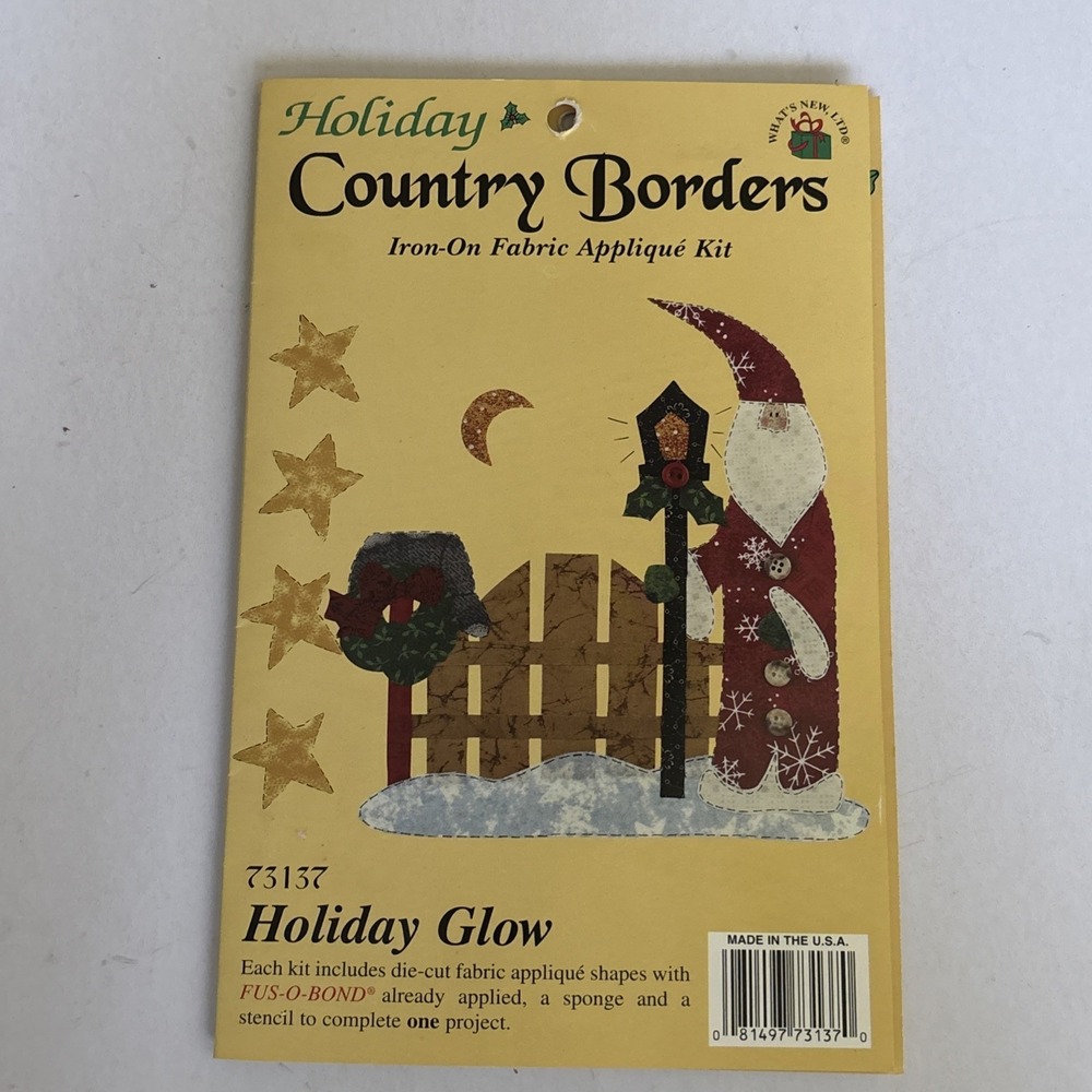 VINTAGE Holiday 90S IRON ON APPLIQUÉ DESIGN FABRIC KIT SANTA